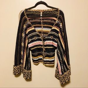 Free People Bell-Sleeved Cropped Cardigan